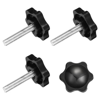 Heavy Duty 1/4-20 Thumb Screws – 12-Pack Threaded Knurled Grip Screws, Black Plastic Star Clamping Knobs For Umbrella Bases & Equipment