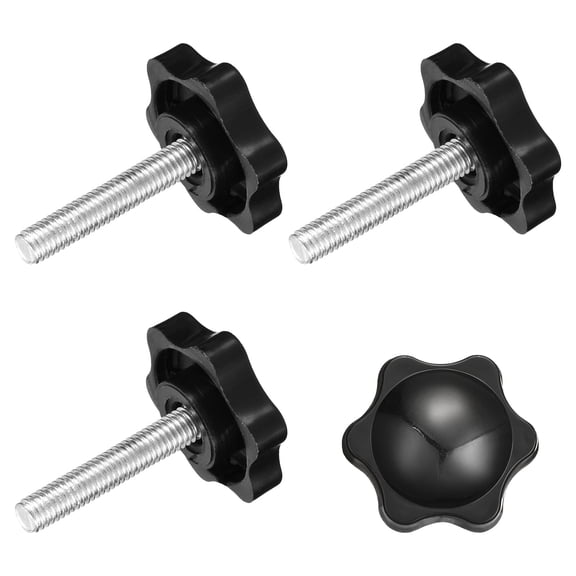 Uxcell 4Pack Clamping Screw Knob, M6 x 30mm Hex Shaped Star Knob for Umbrella Base Mechanical Furniture, 32mm Dia