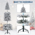 thumbnail image 5 of Flocked Pencil Christmas Tree - Pre-lit Frosted Slim Artificial Tree, Space Saving Xmas Tree Holiday Decoration for Home, Full Prelighted Warm White LED Lights, Foldable Base, Easy Assembly, 5 of 10