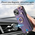 thumbnail image 5 of Wallet Case Compatible with iPhone 15 Plus with Card Holder, 360° Rotation Finger Ring Stand PU Leather Cover Drop Protection with Magnetic Snap Case Cover for iPhone 15 Plus - Purple, 5 of 8