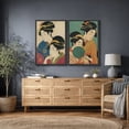 thumbnail image 4 of Framed Canvas Print Japanese Women Portrait Wall Art Set of 2 Japandi Decorative for Living Room Bedroom - 24"x36"x2 BLACK, 4 of 8