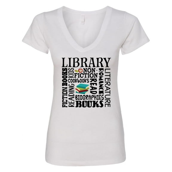 Inktastic Library Books Reading Librarian Women's V-Neck T-Shirt