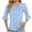 Sky Blue, variant on YHAJDS Womens Tops Short Sleeve Round Neck Blouse With Abstract Print Flounce Sleeve And Ribbed Detail