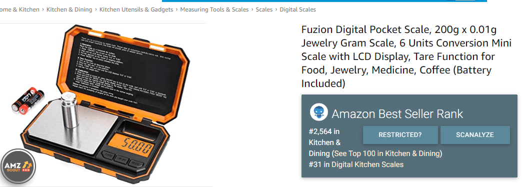 Fuzion Digital Gram Scale, 200g/0.01g Mini Jewelry Scale, Pocket