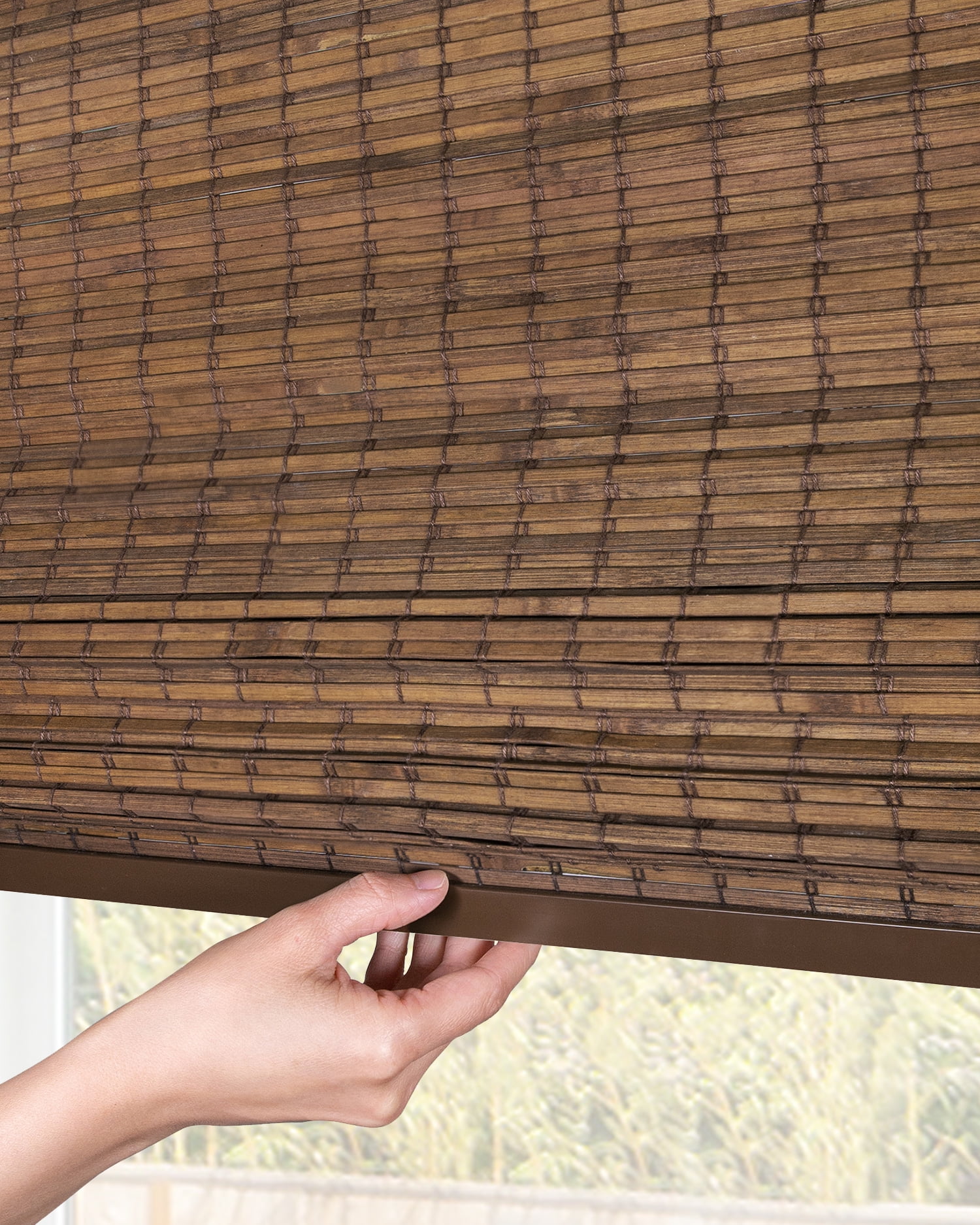 Chicology 31"W x 64"H Moose Cordless Bamboo Roman Shades, Natural Woven Wood, Light Filtering, Safe for Kids & Pets