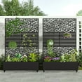 thumbnail image 2 of MAYEERTY 2-Set 47*16" Outdoor Black Metal Planter Box with Trellis for Climbing Plants,Leafy & Parallel Pattern, 2 of 8