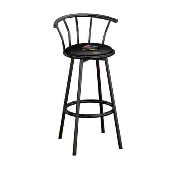 The Furniture King Bar Stool Black Metal Finish with a Car, Train, or Truck Themed Decal (Muscle Cars-Black)
