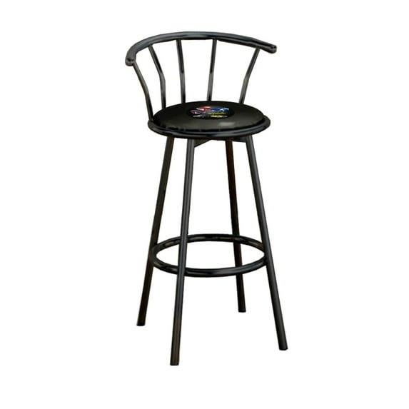 The Furniture King Bar Stool 29" Tall Black Metal Finish with a Car, Train, or Truck Themed Decal (Muscle Cars-Black)