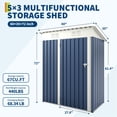 thumbnail image 2 of Remise de Rangement Extérieure en Métal - 5 X 3 Pi Bleu Marine Utilitaire Compacte - Toit en Pente et Porte Verrouillable - Résistante aux Intempéries pour Jardin, Terrasse (1 Pce), 2 of 8