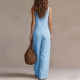 thumbnail image 6 of Hvogkswy Linen Jumpsuits for Women Ruffled V-Neck Button Front Sleeveless Jumpsuit with Pockets Comfy Loose Breathable Summer Casual Wide Leg Romper, 6 of 7