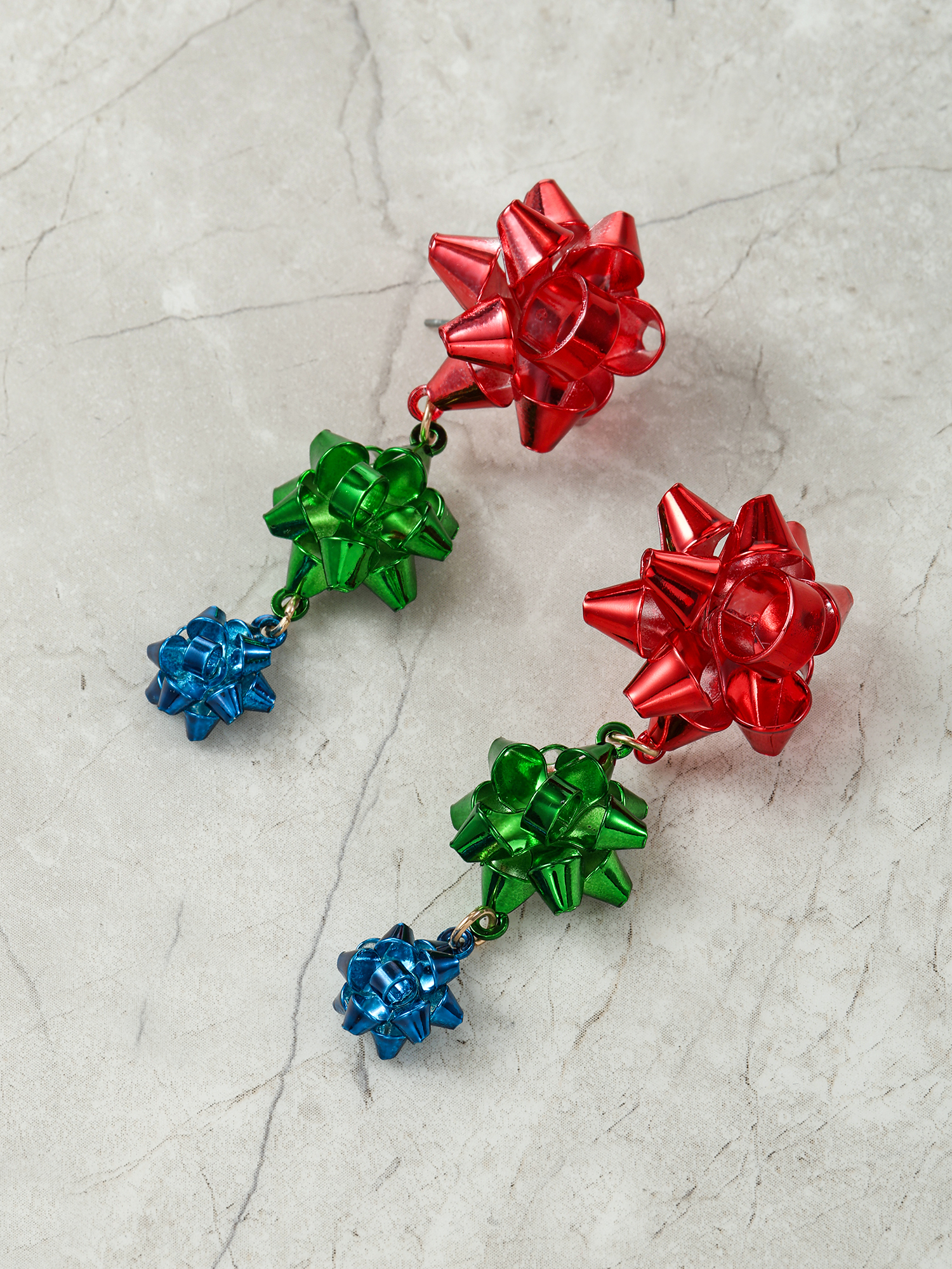 Holiday Time Colorful Holiday Bow Earrings, 1 Pair