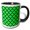 Black/White, variant on 3drose, Quatrefoil Arabesque Pattern in Black on Green Background, 15oz Mug