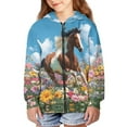 thumbnail image 3 of Uourmeti Galaxy Romantic Flower Horse Teen Girls Hooded Pullover Long Sleeve Soft Comfy with Pockets Casual Loose Top for Travel Size 10-12, 3 of 7