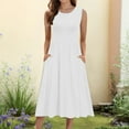 thumbnail image 2 of Women's Sleeveless Floral A-Line Midi Dress - Casual Flowy Beach Dress with Pockets, 95% Polyester, Spring/Summer 2025, 2 of 5