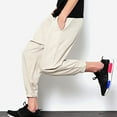 thumbnail image 6 of Mens Work Pants Lantern Pants Linen Pants Fashionable Harlen Pants Leggings Regular Straight Pant Khaki 2XL, 6 of 6