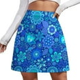 thumbnail image 2 of Blue Flower Dots Skirt Women Retro Floral Elegant Mini Skirts Summer Streetwear High Waist, 2 of 7