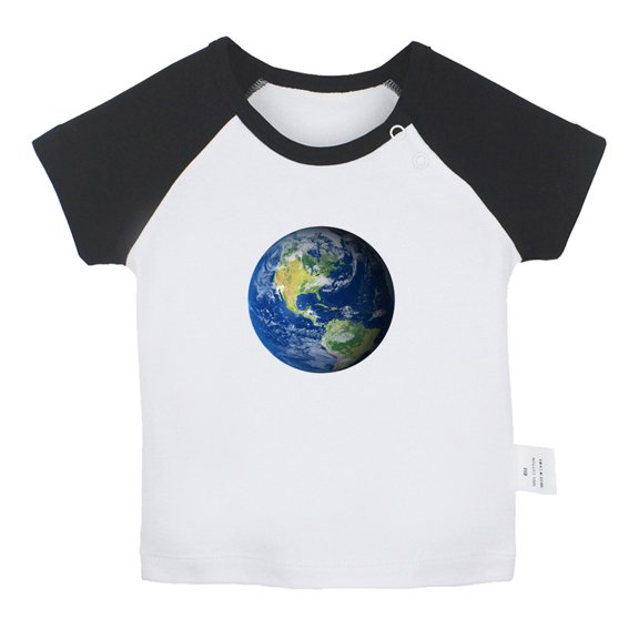 Nature Earth Pattern T shirt For Baby, Newborn Babies T-shirts, Infant Tops, 0-24M Kids Graphic Tees Clothing (Short Black Raglan T-shirt, 12-18 Months)