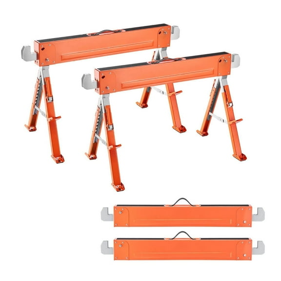 Saw Horses 2 Pack, Heavy Duty 1800 lbs Load Capacity, Adjustable Height Work Bench, Folding Steel Sawhorse for Woodworking, DIY Projects & Carpentry