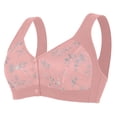 thumbnail image 3 of Byworldtasic Plus Size Front Closure Floral Bra for Women Wirefree Breathable Cotton Wide Strap Comfort Everyday Sleep Bra, 3 of 9
