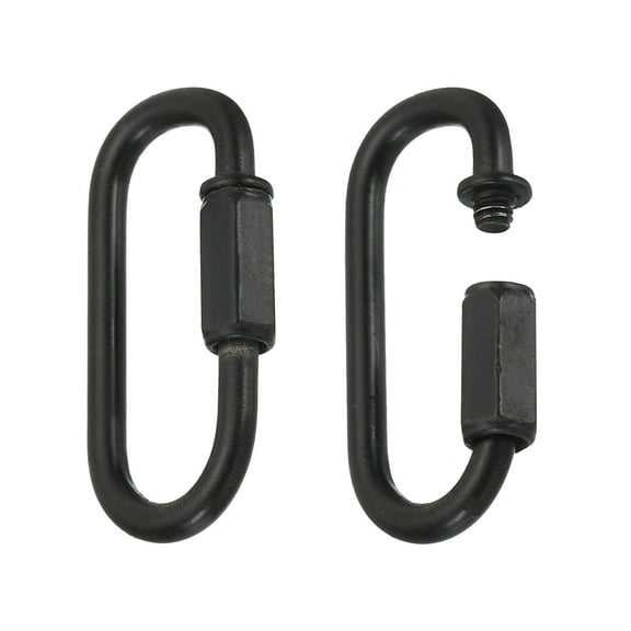Chain Connectors, 6mm Thick Quick Link Screw Lock Oval Clips for Chandelier Pendant Lights, Black, Pack of 2
