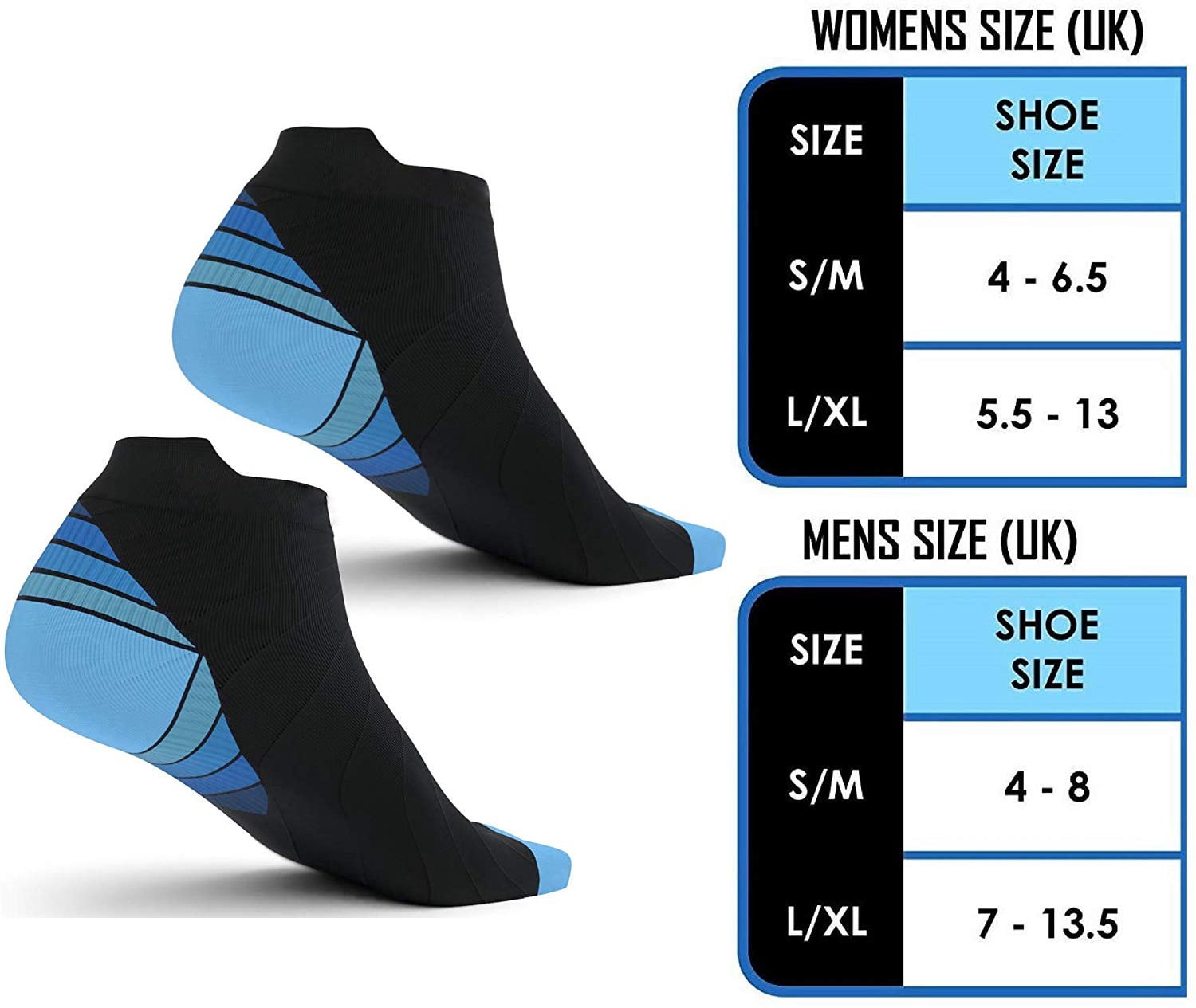Compression Socks for Unisex Men and Women , Ankle Soft Moisture-Wicking Socks , Athletic Cushioned Low Cut Running Socks for a Secure Fit - 7 Pairs