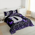 thumbnail image 5 of Feelyou Initial D Letter Bedding Comforter Set, Sequin Print Monogrammed Twin Comforter Sets, Dreamy Purple Butterfly Reversible Bedding Set, Ultra Soft Bedroom Decor, 2 Pieces, 5 of 8