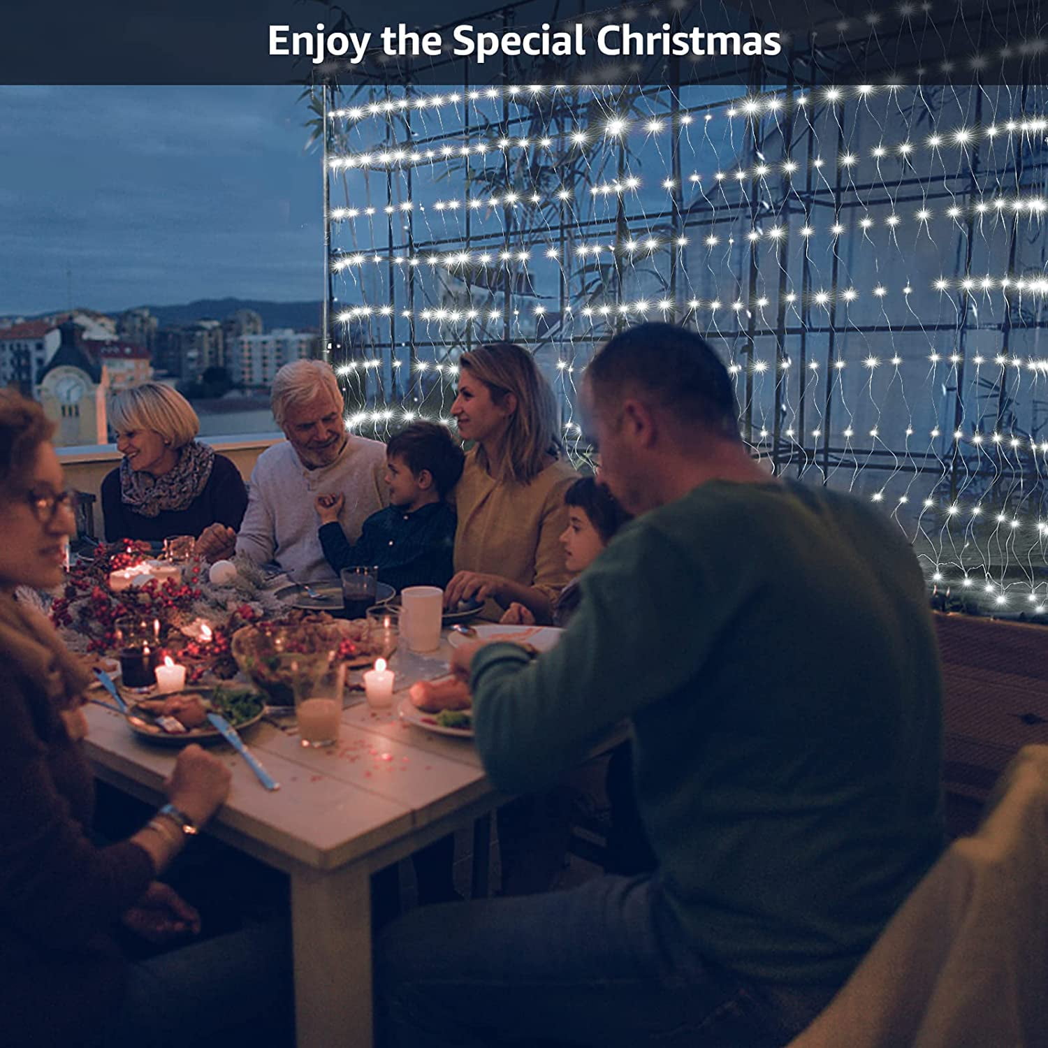 Christmas Net Lights 96 LED 6.5ft x 9.8ft Outdoor Christmas Bush Lights with 8 Modes, Connectable, Waterproof and Durable for Trees, Bushes, Christmas Decorations, Cool White