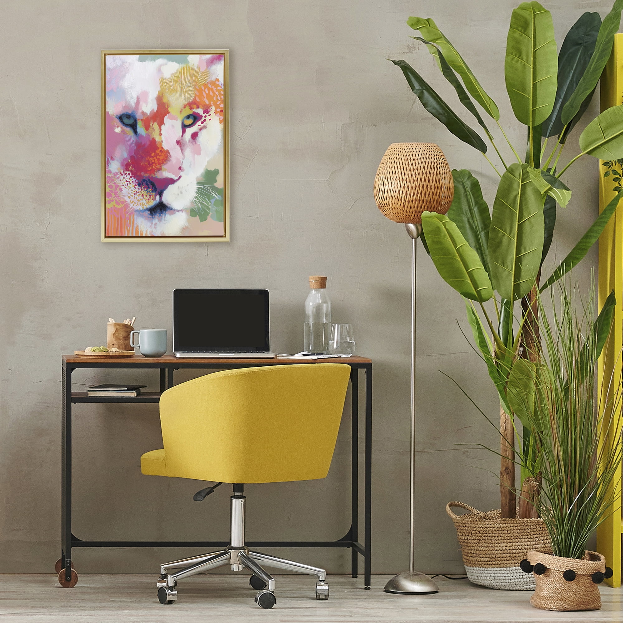 Stupell Industries Lion Eyes with Intense Gaze Gold Framed Floater Canvas Wall Art, design by Chromatic Storm Studio