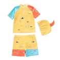 thumbnail image 4 of Ticikt Boys Swim Trunks Cute Panda Surfing Design Swimwear for Toddlers and Kids Two Piece Outfit with Rash Hat,Color:Yellow,Size:2-3 Years, 4 of 9