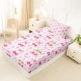 thumbnail image 4 of Manfei Pink Cherry Bow Twin Sheet Sets For Girls,Dreamy Princess Themed Bedding For Kids,3pcs, 4 of 6