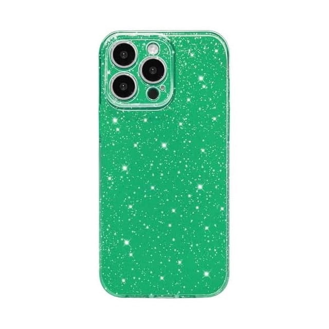 HAYAN Case for iPhone 13 Pro Max Case Glitter Cute Sparkly Shiny Bling Sparkle Phone Cases 6.7", Thin Slim Fit Soft TPU Bumper Shockproof Rubber Protective Cover for Women Girls Girly, Grass Green