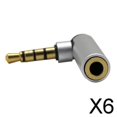 thumbnail image 1 of Adaptador de ángulo Recto de Macho a Hembra de 5x3,5mm Conector de Micrófono de Audio Plateado 6 piezas Baoblaze, 1 of 6