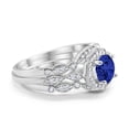 thumbnail image 2 of Three Piece Art Deco Ring Band Blue Sapphire CZ 925 Sterling Silver Size 10, 2 of 3