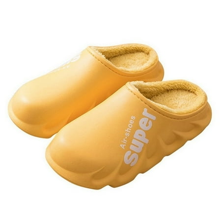 

QWZNDZGR New Winter Slippers Warm Women Men Slides Couples Waterproof Non-Slip Plush Cotton Indoor Outdoor Cozy Home Shoes Thick Heel