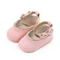 thumbnail image 2 of Dakaela Baby Girls Mary Jane Flats Infant Newborn Suede Walking Crib Shoes Ankle Strap Soft Sole Princess Wedding Dress Shoes Pink, 2 of 5