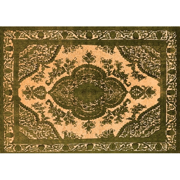 Ahgly Company Indoor Rectangle Oriental Orange Industrial Area Rugs, 7' x 10'