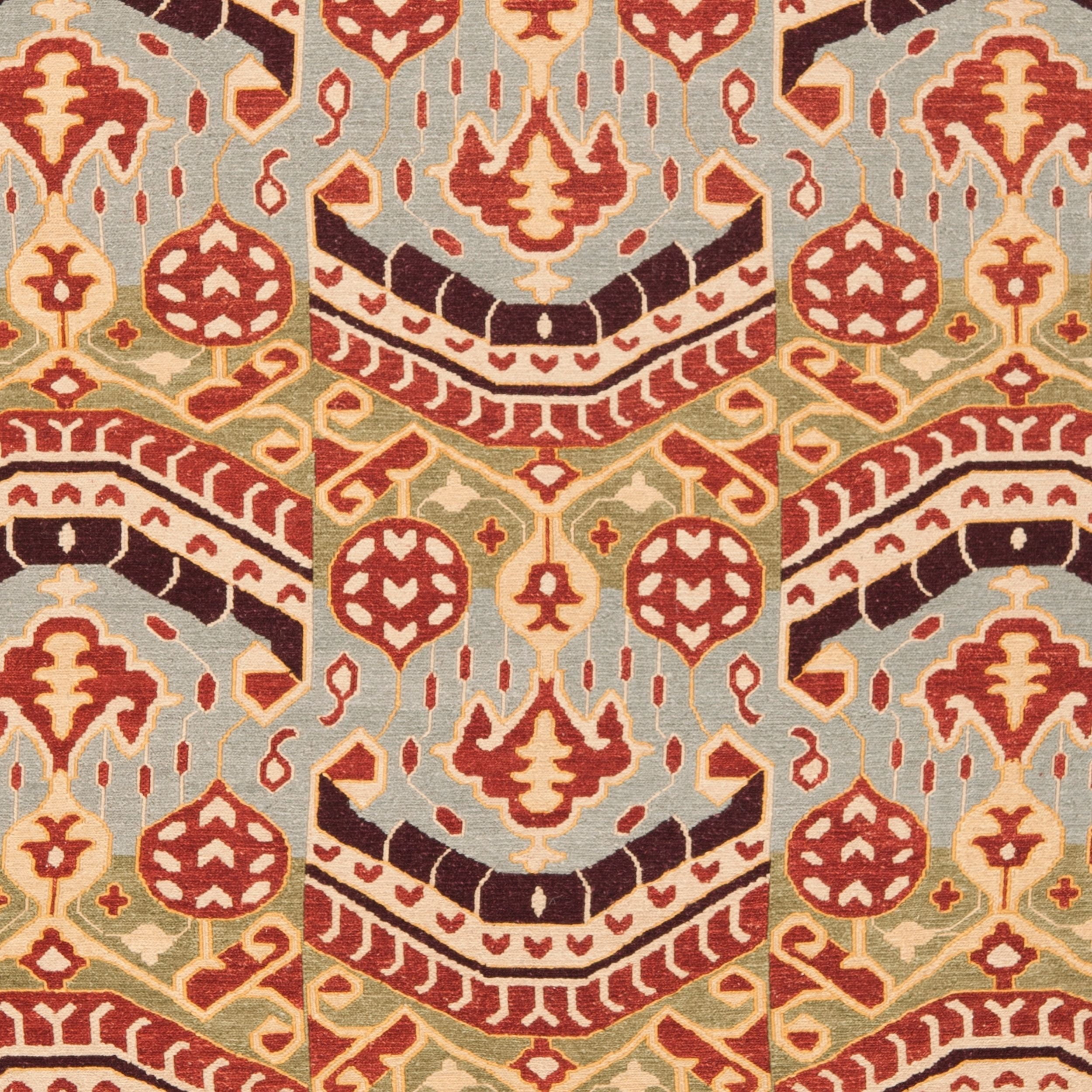SAFAVIEH Sumak Henrietta Ikat Colorful Wool Area Rug, Blue/Green, 6' x 9'