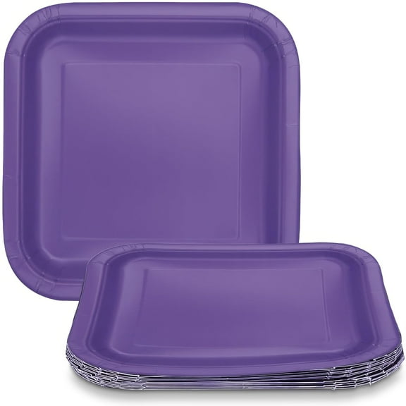 Neon Purple Square 7" Dessert Plates, 16ct