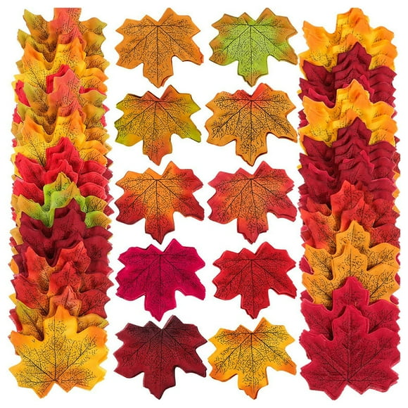 200pcs 8cm Artificial Maple Leaves Multicolor Autumn Fall Leaf Party Decor for Art Scrapbooking Wedding Bedroom Wall Craft