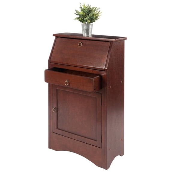 Contemporary Home Living 38.5” Regalia Handcrafted Walnut Finish Solid Wood Secretary