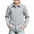 thumbnail image 3 of Boys Long Sleeve Dress Shirts Kids Classic Collared Button-Down Shirt School Uniform Shirts Gray,1-2 Years, 3 of 6