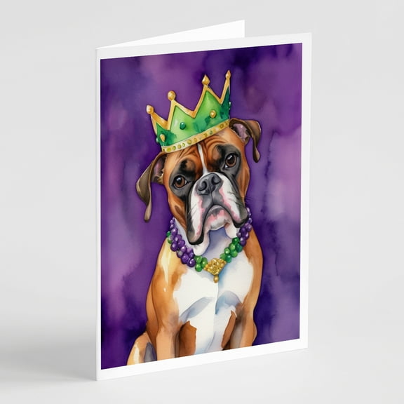 Boxer King of Mardi Gras Greeting Cards Pack of 8 7 in x 5 in