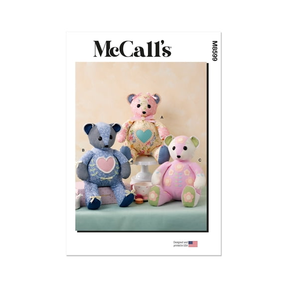 McCall's Sewing Pattern 8599 - Patchwork Plush Bears, Size: OS (One Size)