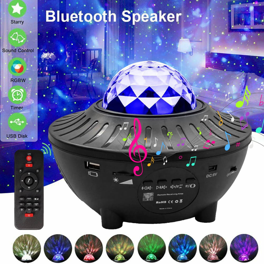 Bluetooth Ocean Starry Projector Night Lamp 32 Light Modes w/ Music Voice Remote 