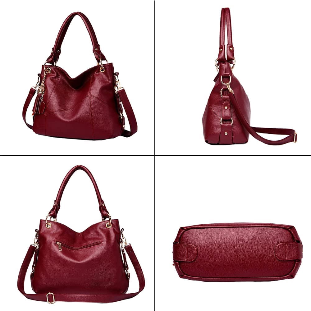 PIKADINGNIS Tote Bag for Women Hobo Shoulder Purse Large Work Commute Handbag Leather Top Handle Bag with Tassel