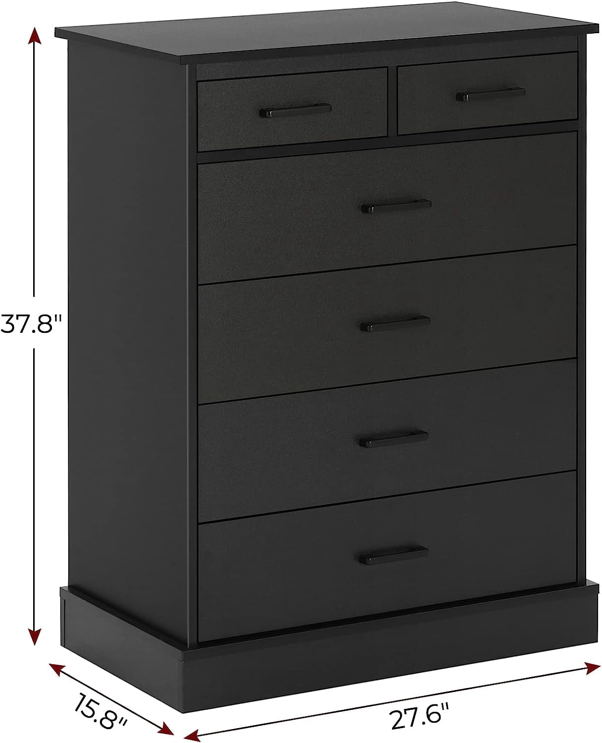 Aunfebrco 6 Drawer Dresser for Bedroom Tall Dresser & Chest of 6 Drawers with Metal Handles, Wood Storage Cabinet Clothes Organizer for Living Room, Black