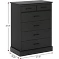 thumbnail image 2 of Aunfebrco 6 Drawer Dresser for Bedroom Tall Dresser & Chest of 6 Drawers with Metal Handles, Wood Storage Cabinet Clothes Organizer for Living Room, Black, 2 of 9