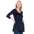 thumbnail image 2 of 24seven Comfort Apparel Three Quarter Sleeve V-Neck Maternity Tunic Top, 2 of 4