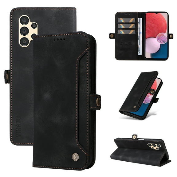 Nalacover For Samsung A14 5G Wallet case 【RFID Blocking】【Slide Pocket Slot】,Credit Card Holder Flip Folio Book PU Leather Protective Cover Women Men For Galaxy A14 5G, Black