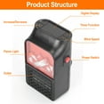thumbnail image 3 of 800W Plug-In Space Heater,  Wall Outlet Electric Space Heater with Adjustable Thermostat and Timer and Remote Control, Compact for Office Dorm Room, 3 of 10
